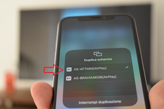 Opzione Duplica schermo (Screen Mirroring) su un iPhone
