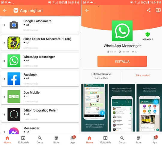 Download di WhatsApp da Aptoide su Huawei P40