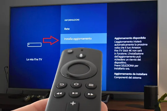 Opzione Installa aggiornamento su Amazon Fire TV Stick