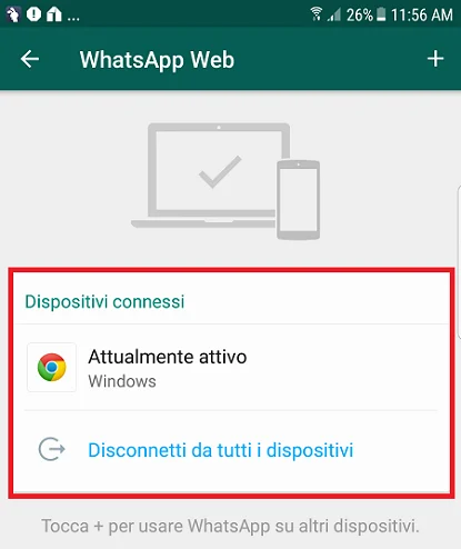 Possibilità di sapere se stanno spiando WhatsApp web