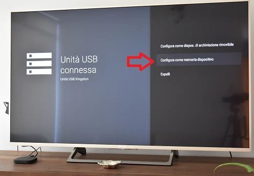 Opzione per Configurare unità USB come memoria dispositivo