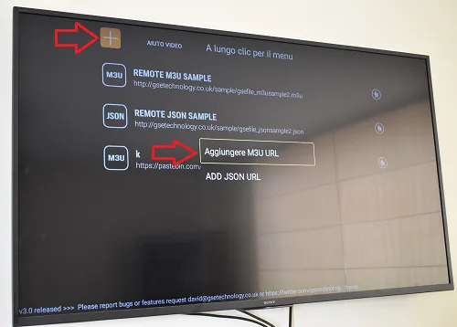 Opzione per aggiungere un elencho IPTV su Xiaomi Mi Box S.