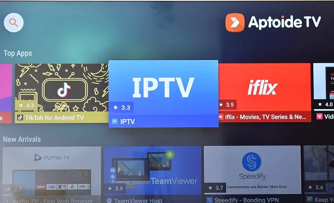 Interfaccia Aptoide TV su una Smart TV Android
