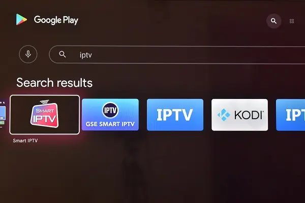 Applicazioni IPTV nel Google Play Store su una TV Android