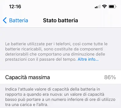 Stato batteria su iPhone