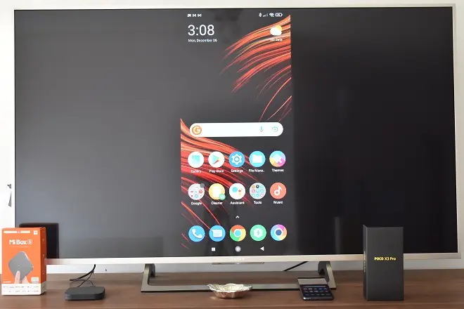 Schermo del telefono Xiaomi Poco X3 Pro su una TV collegata a uno Xiaomi Mi Box S 4k