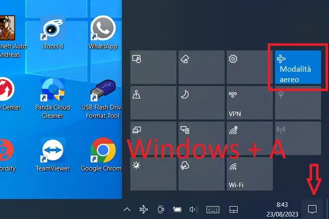 Disattiva Modalità aereo su Windows 10